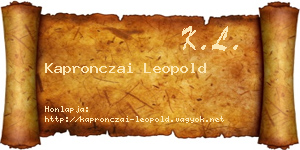 Kapronczai Leopold névjegykártya