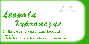 leopold kapronczai business card